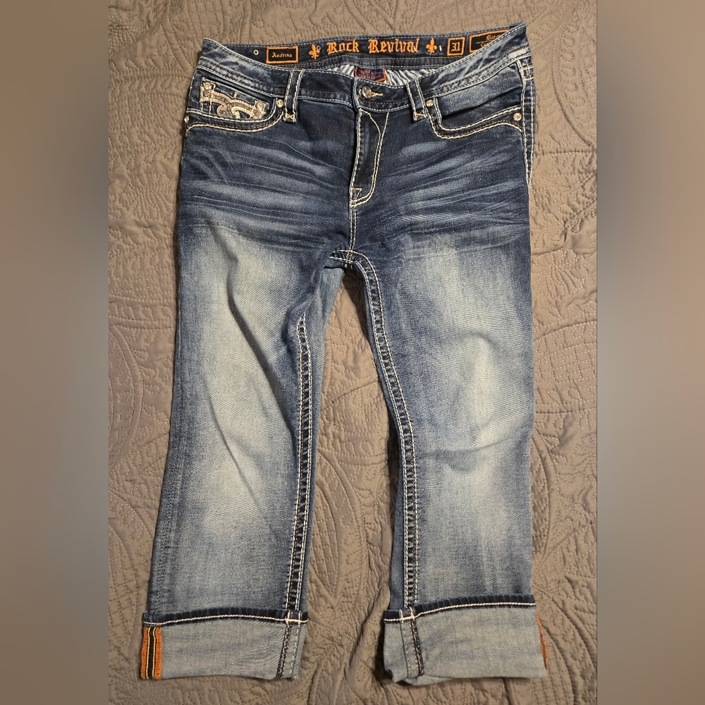 Rock Revival "Audrina" Light Blue Cropped Jeans Size 31